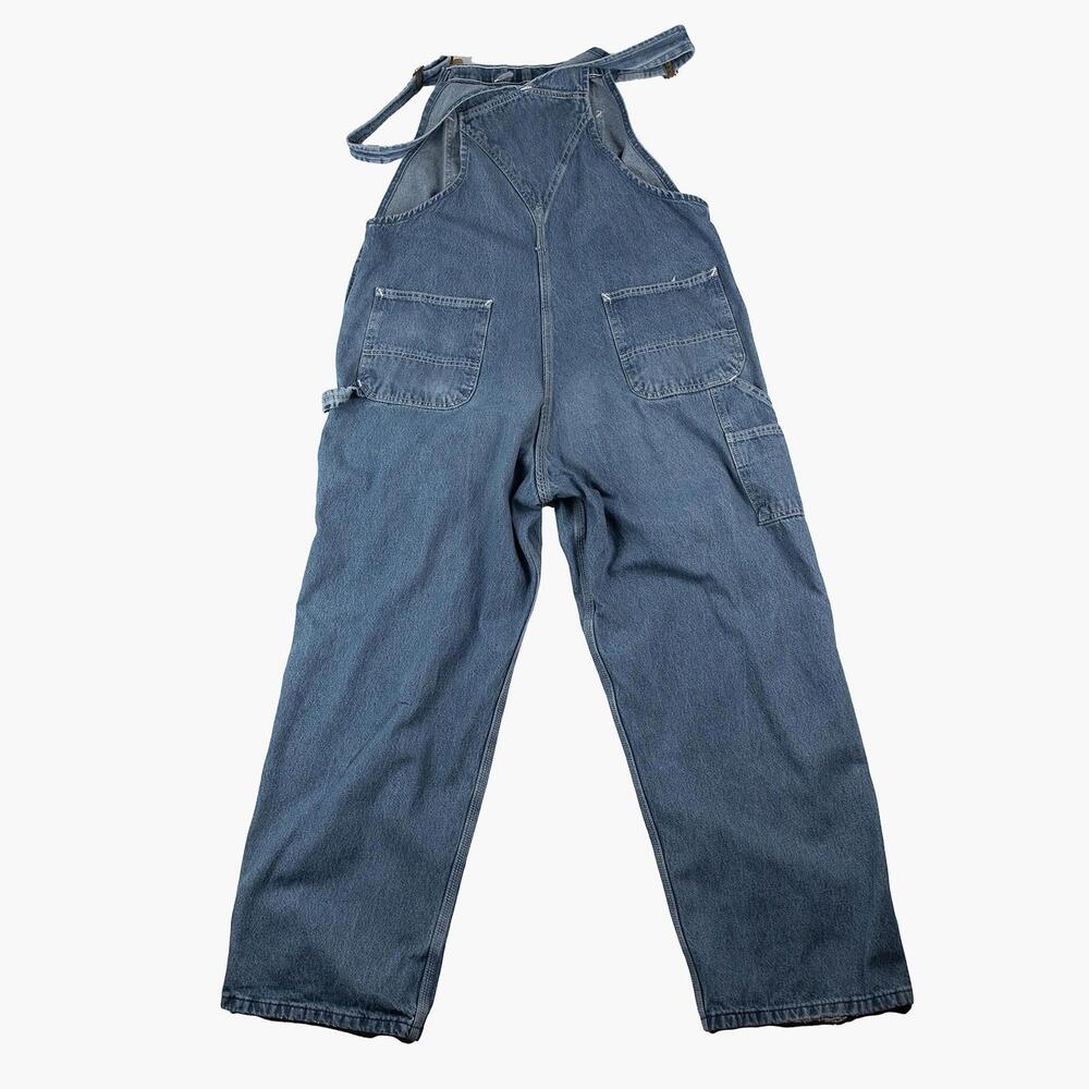 Carhartt Denim Overalls 40x30 Relaxed Fit Blue Workwear Bib Dungarees R07 DST - Picture 3 of 8